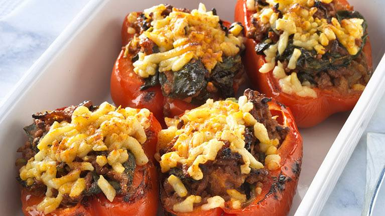 recipe image Glazed Baked Stuffed Red Peppers