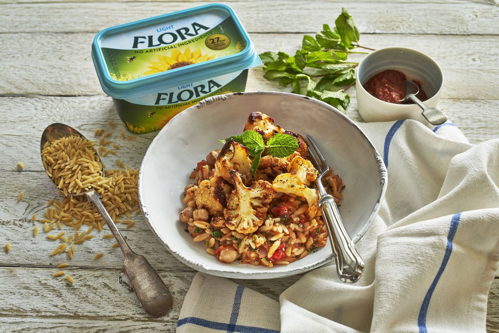 recipe image Roasted harissa cauliflower with orzo