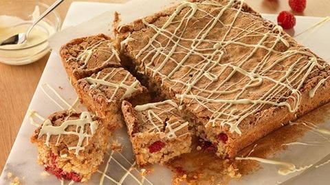 recipe image White Chocolate Chip and Raspberry Blondies