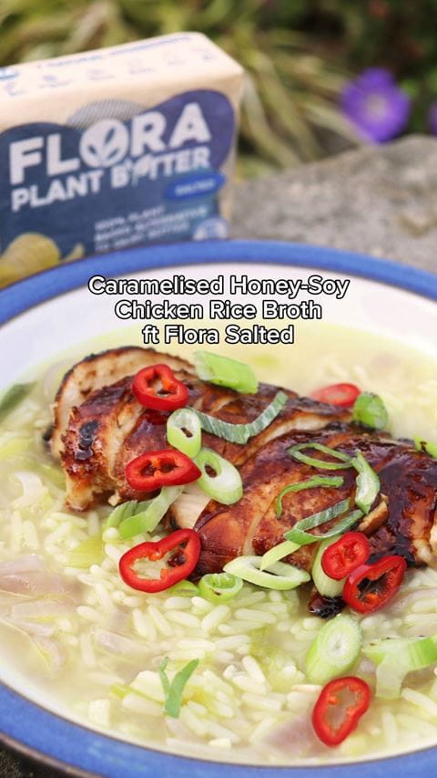 recipe image Caramelised Honey-Soy Chicken & Rice Broth